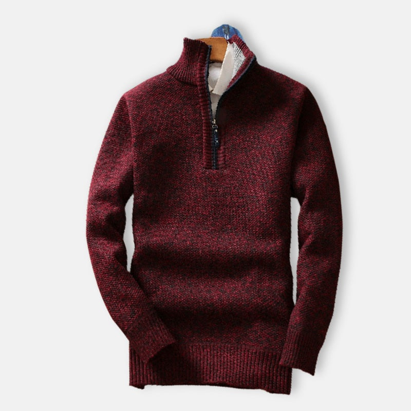 Antonios Half-Zipper Sweater Men in red, premium material, solid pattern.