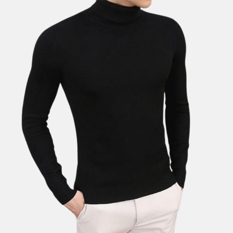 Antonios Italy Slim Fit Sweater in black, men's casual and elegant style.