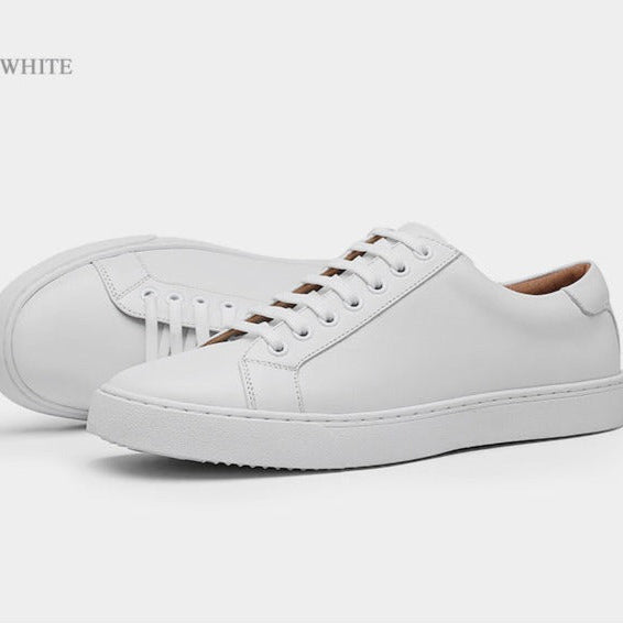 Antonios Genuine Leather White Shoes for men, featuring cow leather, casual style.