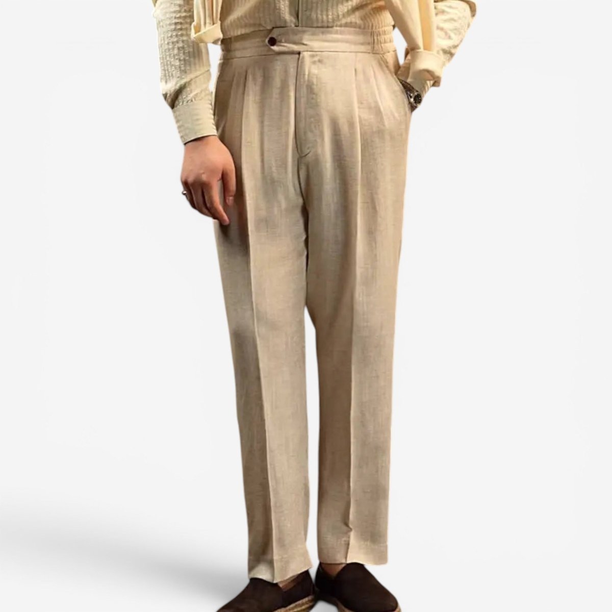 Leo linen beige pants - AntoniosClothing - Apricot