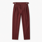 Men's High-Rise Pleated Trousers with Side Adjusters — Burgundy, product cover