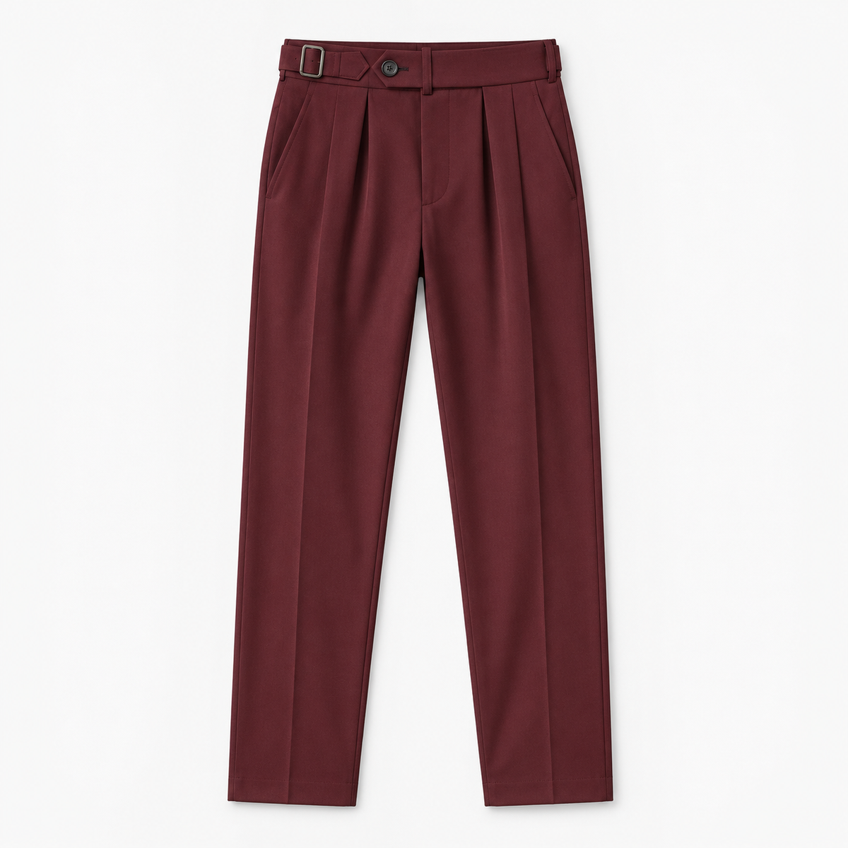 Men's Double-Pleat Dress Trousers with Adjustable Waist — Burgundy, product cover
