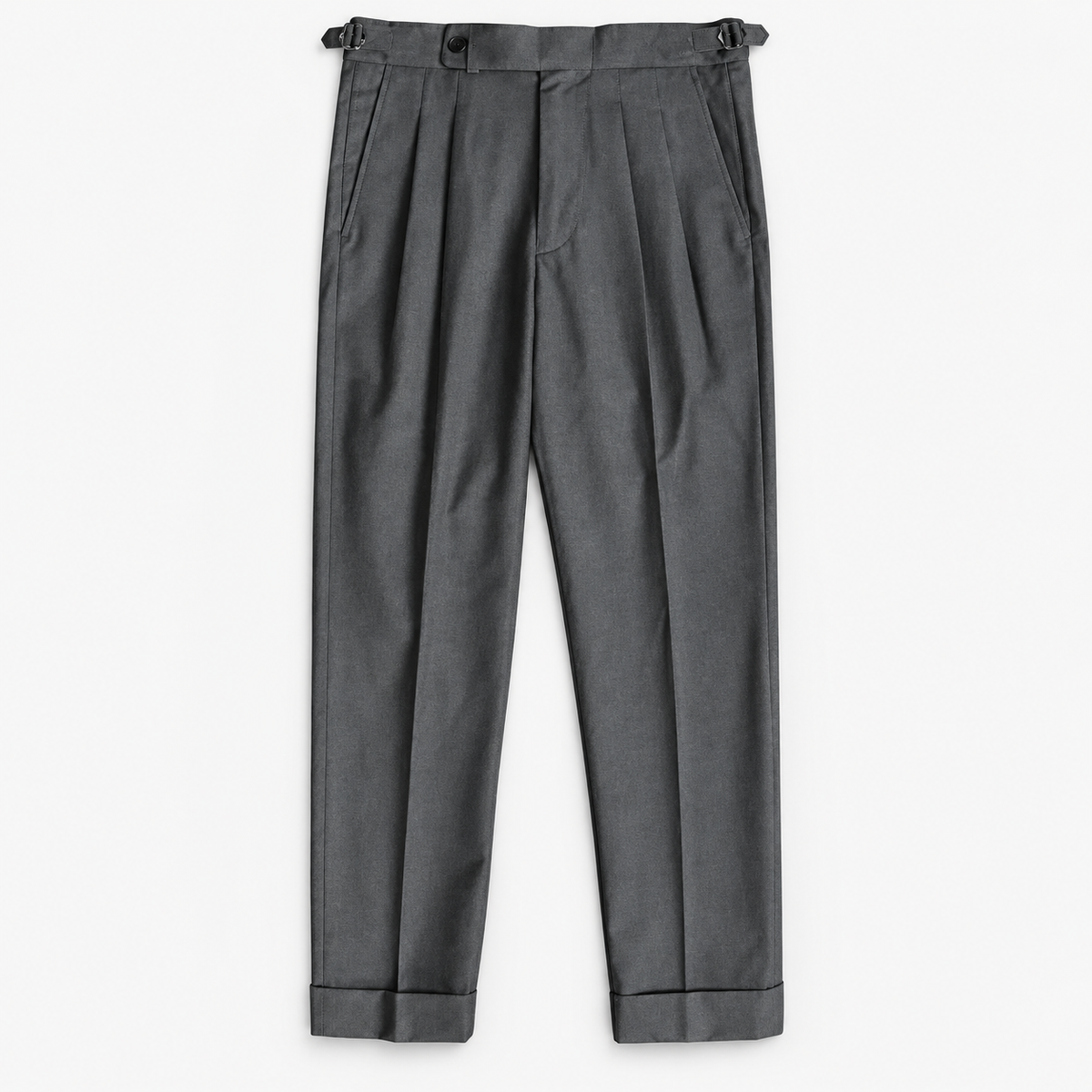 Men's Cotton-Blend Cuffed Pleated Trousers — Dark Gray, product cover