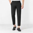 Men's Stretch Dress Pants in Two Lengths — Black (Ankle Length), worn by a model