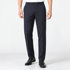 Men's Stretch Dress Pants in Two Lengths — Navy Blue (Full Length), worn by a model