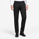 Men's Woven Stretch Straight-Leg Dress Pants — Black, worn by a model