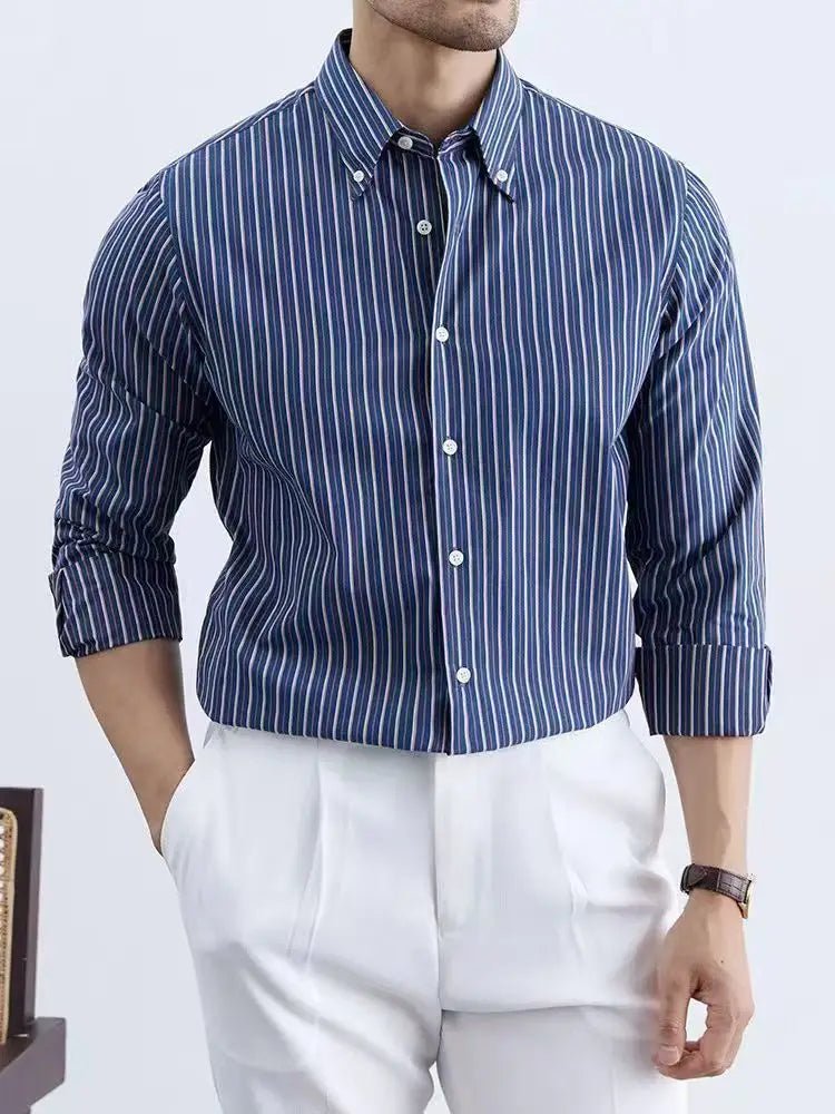 100% Cotton blend korean striped shirt - Antonios