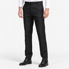 Men's Classic Flat-Front Suit Trousers — Black, worn by a model