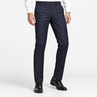 Men's Classic Flat-Front Suit Trousers — Navy Blue, worn by a model