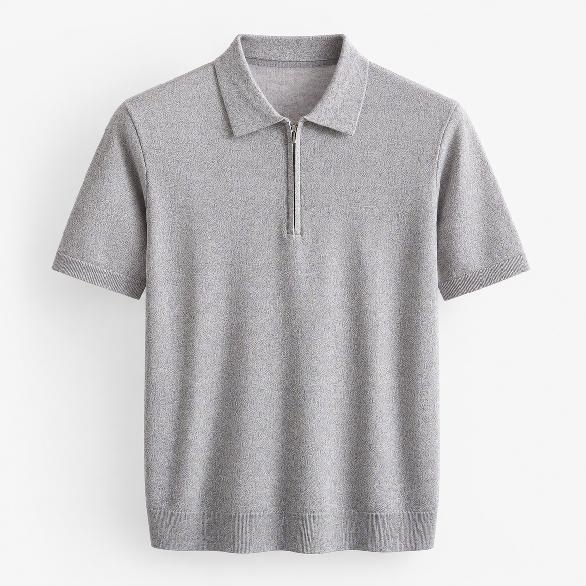Men's Lyocell Short-Sleeve Half-Zip Polo — Light Gray, product cover