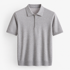 Men's Lyocell Short-Sleeve Half-Zip Polo — Light Gray, product cover