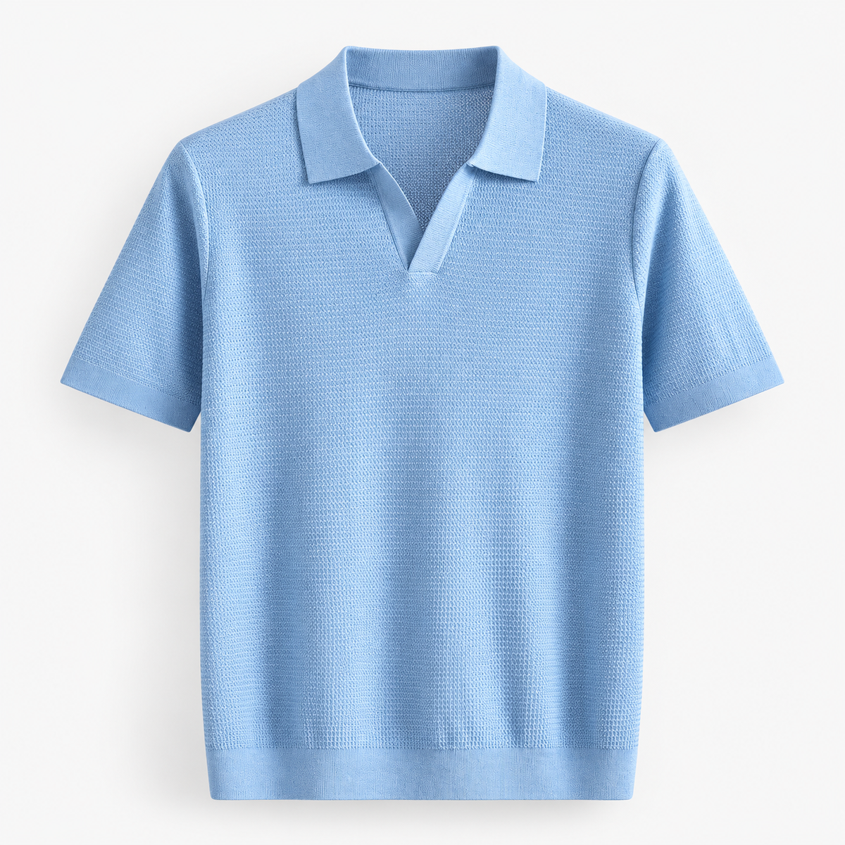 Men's Lyocell Open-Collar Short-Sleeve Polo — Light Blue, product cover