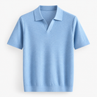 Men's Lyocell Open-Collar Short-Sleeve Polo — Light Blue, product cover