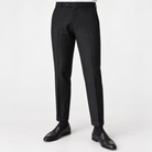 Men's Slim Ankle-Length Stretch Dress Trousers — Black, worn by a model