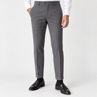 Men's Slim Ankle-Length Stretch Dress Trousers — Gray, worn by a model