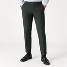Men's Slim Ankle-Length Stretch Dress Trousers — Green, worn by a model