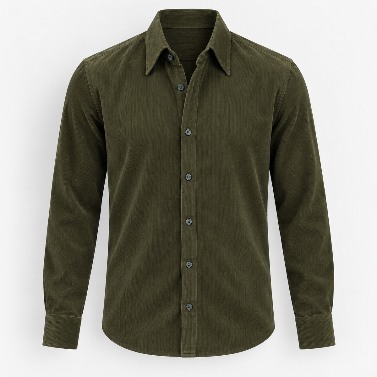Men's Cotton Pointed-Collar Long-Sleeve Shirt — Green, product cover