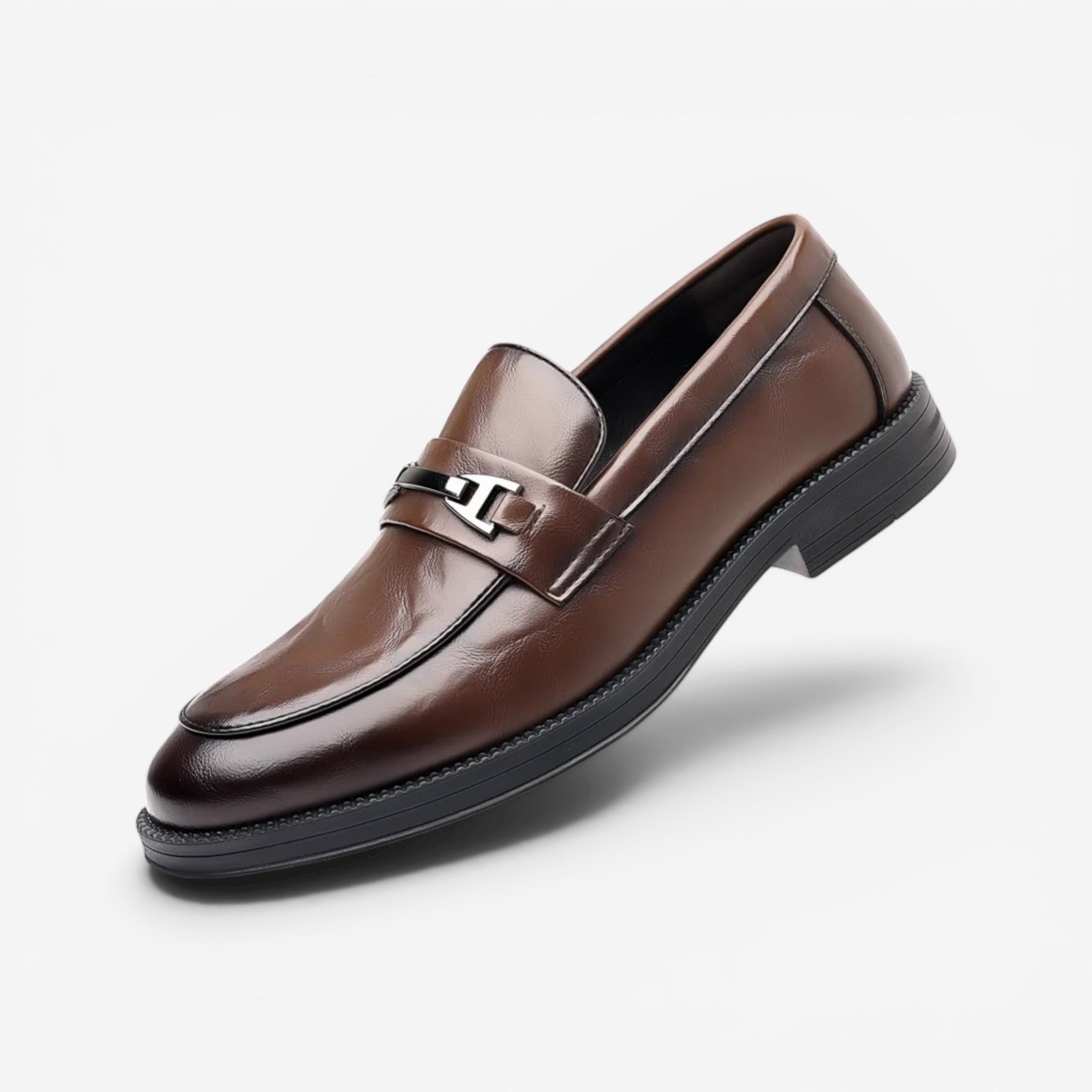Mens slip on shoes with metal buckle for business dress