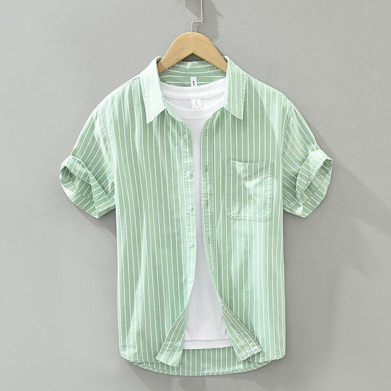 green shirt for men with striped pattern for summer outfit