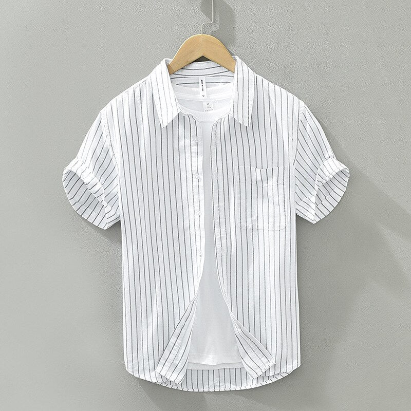 white shirt for men with striped pattern for summer outfit