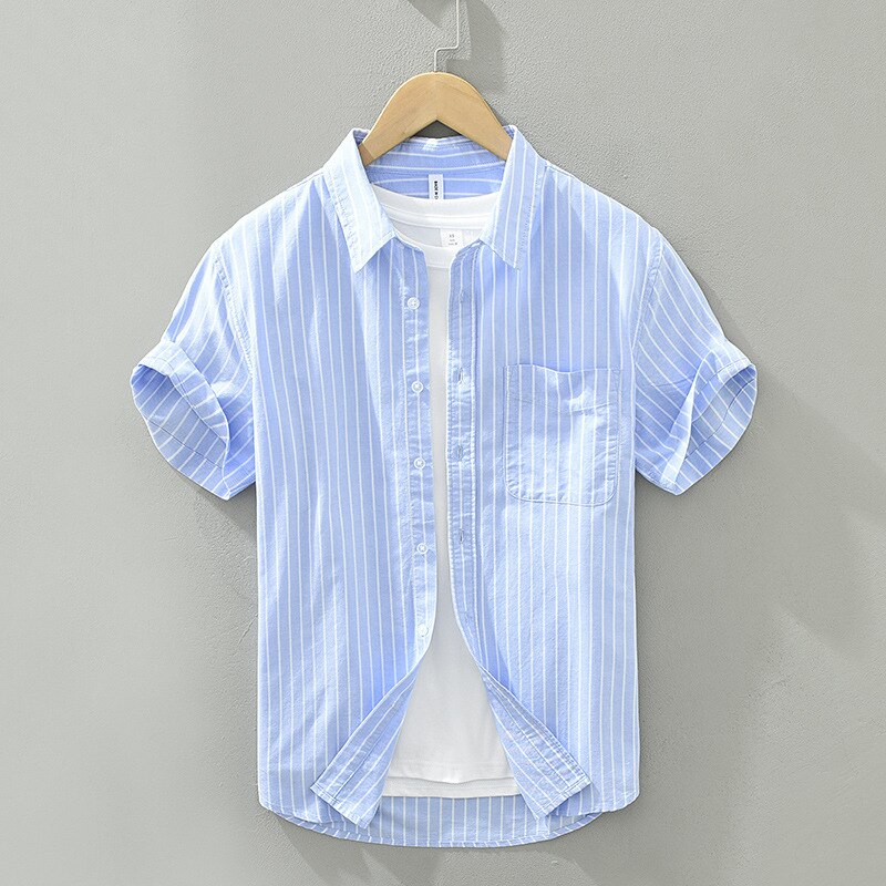 blue shirt for men with striped pattern for summer outfit