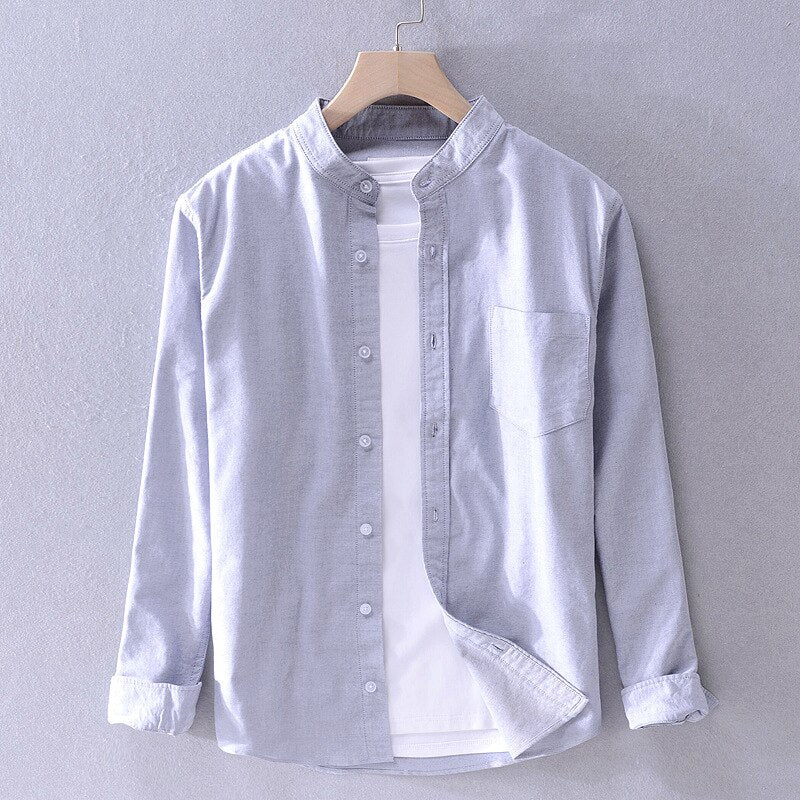 gray smart casual shirt made of pure cotton for men