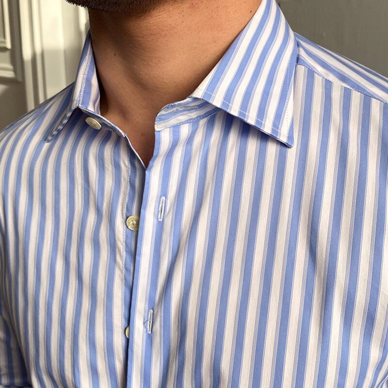 Light Blue Striped Shirt - Made in Italy