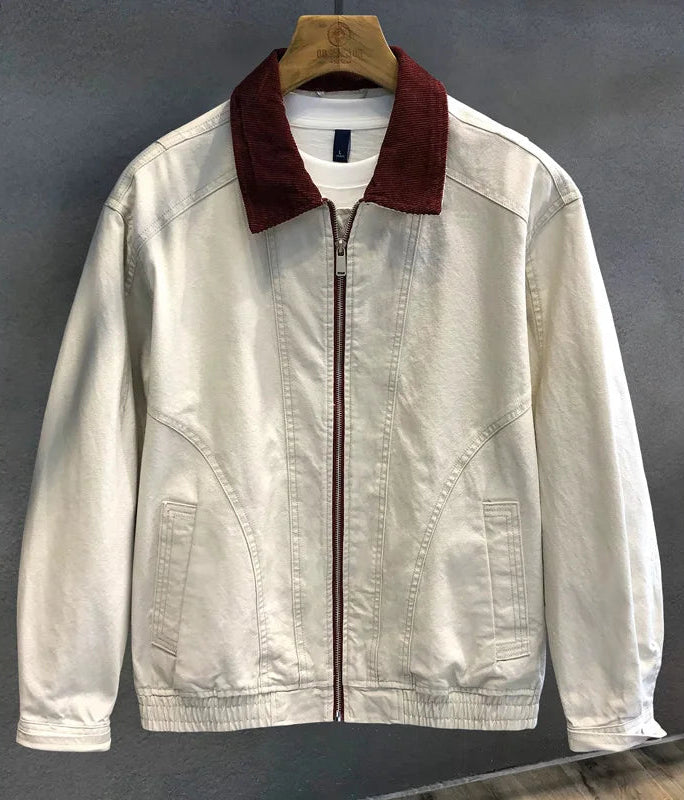 Leonardo cotton jacket with high-contrast collar