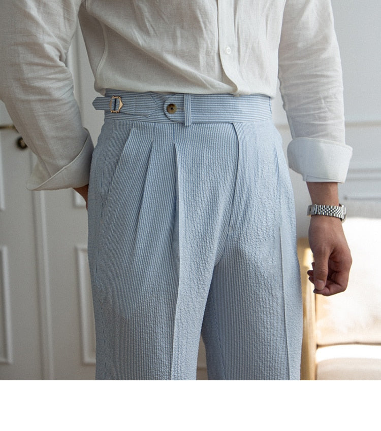 Heritage Classic: Blue Premium Polyester Men's Trousers – Antonios