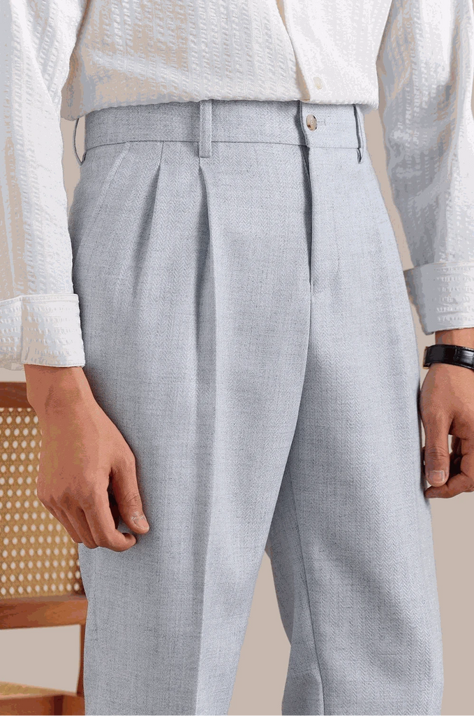 Antonios classic business pants in british tailored fit, polyester and viscose blend, smart casual style.