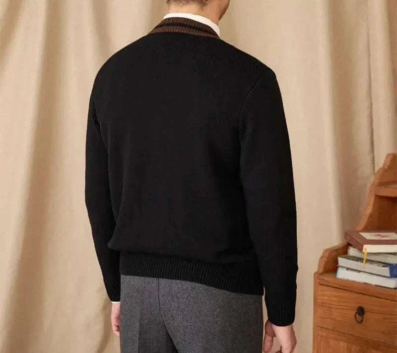 Antonios twisted knit cardigan in Italian vintage style, men's cozy wool garment.