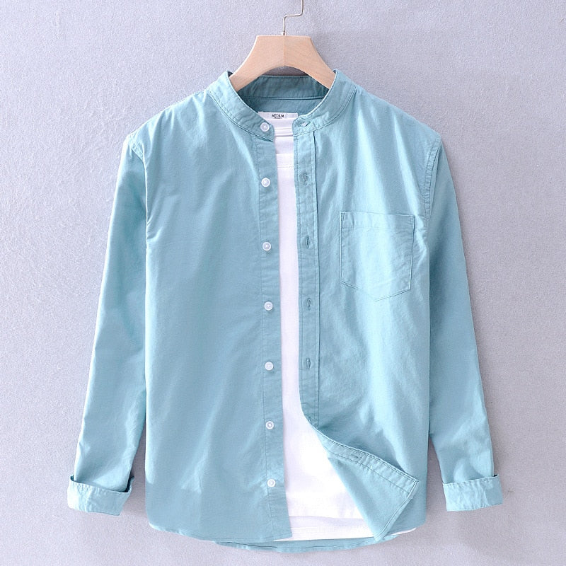 sky blue smart casual shirt made of pure cotton for men