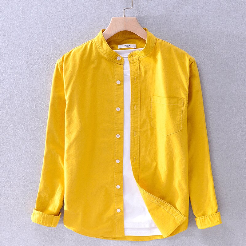 yellow smart casual shirt made of pure cotton for men