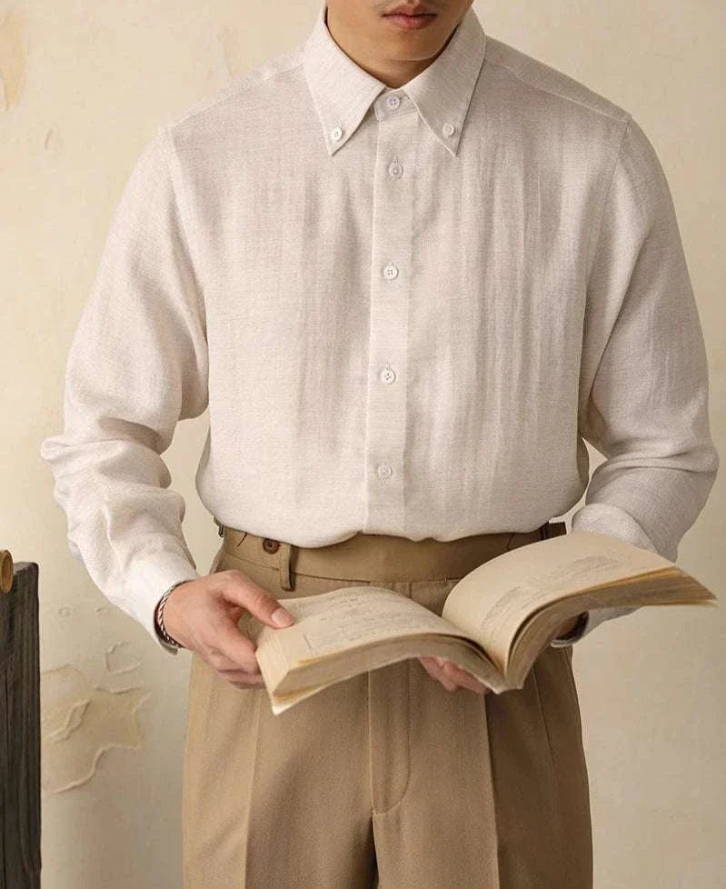 Antonios one-piece collar cotton shirt, men’s stylish and breathable attire, perfect for comfort and sophistication.