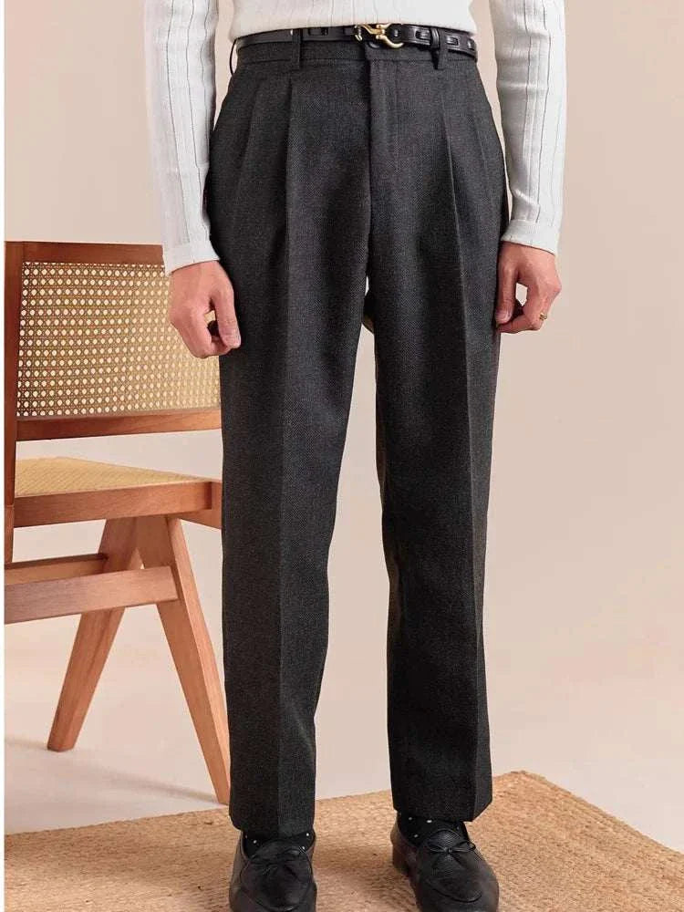 Antonios classic business pants in British tailored fit, smart casual style, polyester viscose blend.