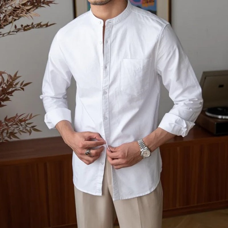 white front smart casual shirt made of pure cotton for men
