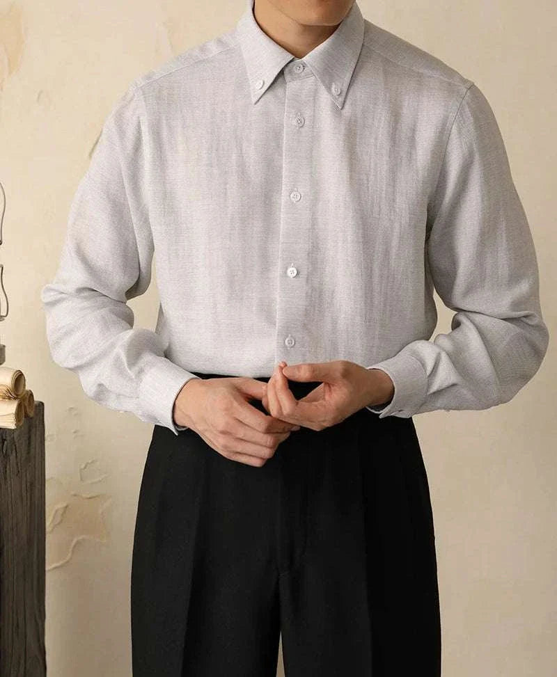 Antonios one-piece collar cotton shirt for men, comfortable and stylish in high-quality fabric.