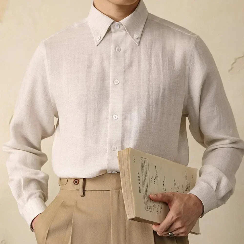 Antonios one-piece collar cotton shirt for men in high-quality cotton and viscose.