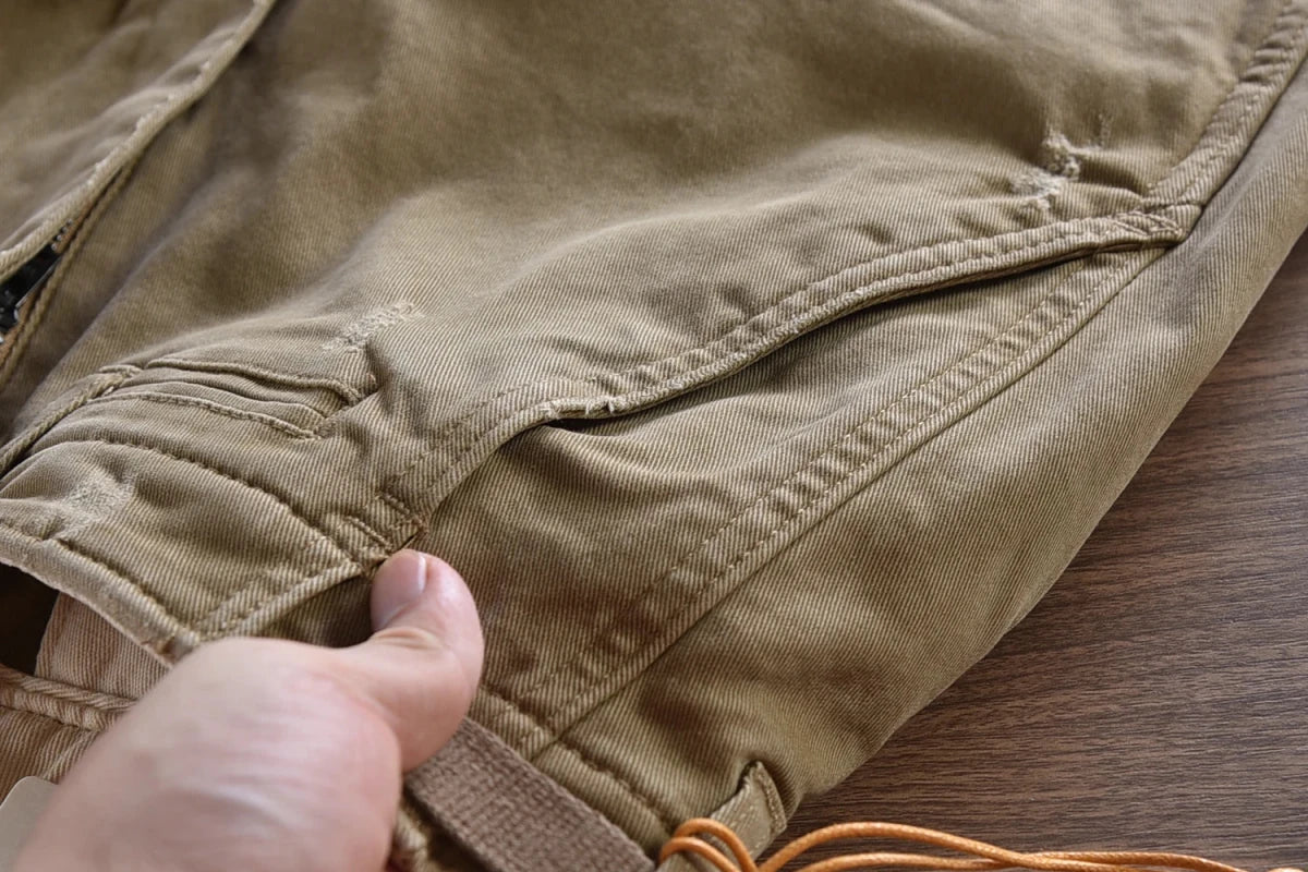 American retro woven cargo pants - Antonios