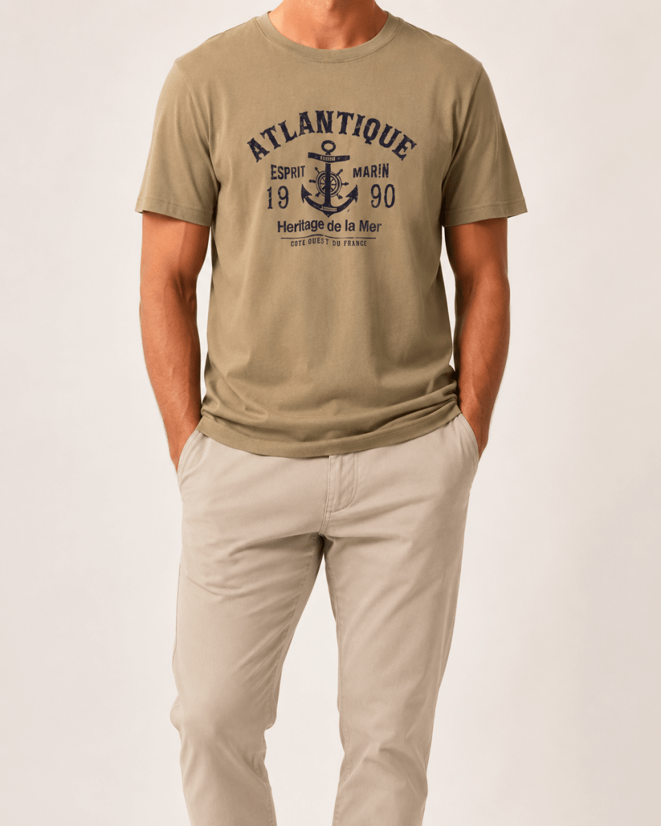 Anchor american retro short sleeve t-shirt - AntoniosClothing - Khaki