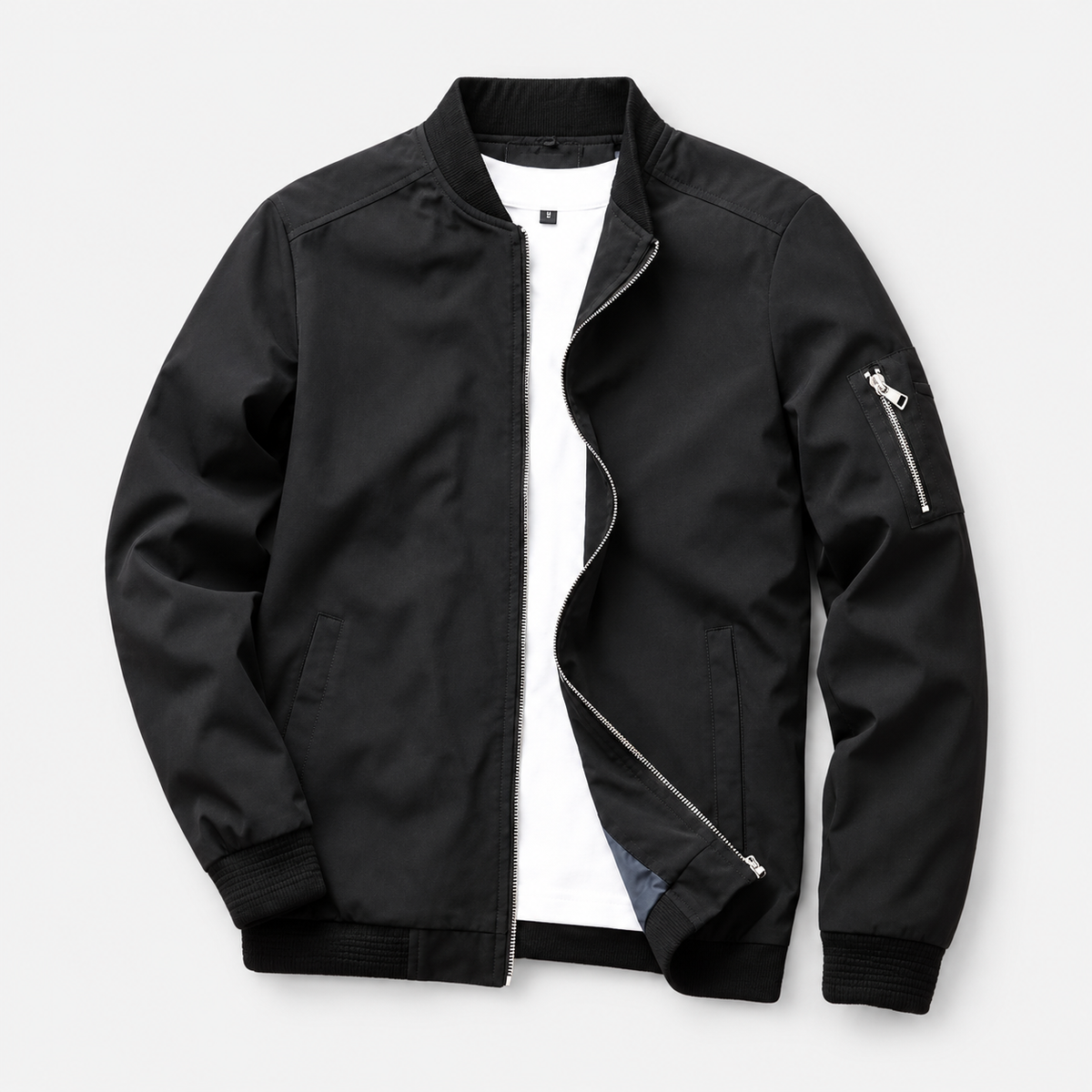 Antonios Lightweight Bomber Jacket — Black