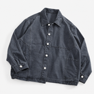 Washed cotton jacket with a gathered hem in slate gray, product view