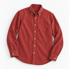 Brushed cotton oxford shirt with a button collar in brick red, product view