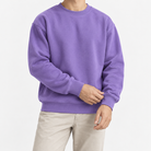 Heavyweight cotton crew neck sweatshirt in purple, front model view