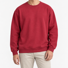 Heavyweight cotton crew neck sweatshirt in wine red, front model view