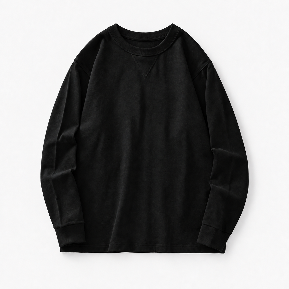 Heavy cotton raglan sleeve crew neck top in black, product view