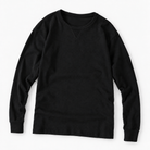 Washed cotton long sleeve jersey top in black, product view