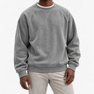 Ribbed raglan sweatshirt with a stitched neckline in gray, front model view
