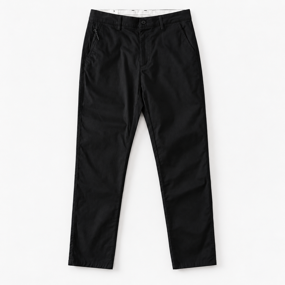 Relaxed cotton stretch twill chinos in black, product view