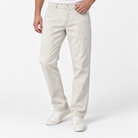 Relaxed cotton stretch twill chinos in cream, front model view